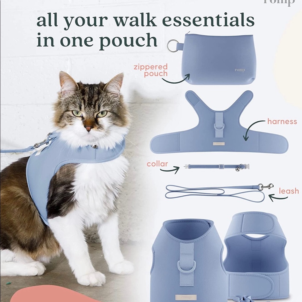Romp Cat Harness, Collar & Leash Set.